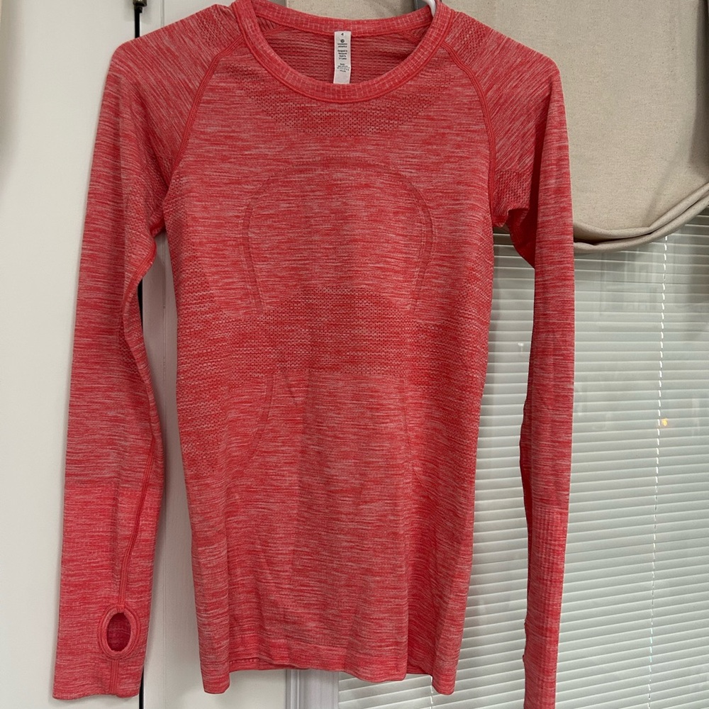 lululemon athletica Heathered Coral Pink Active Top - Swiftly